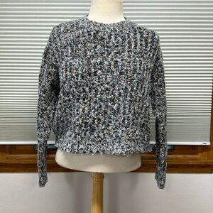Zara Knit Gray Multi Speckled Sequins Sparkle Cropped Sweater Size Small